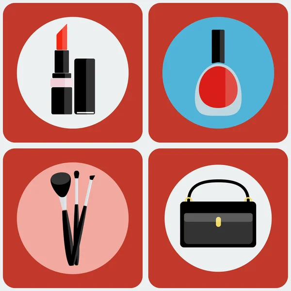 Make up tools colorful icon set — Stock Vector