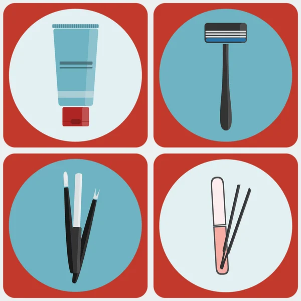 Beauty tools colorful icon set — Stock Vector