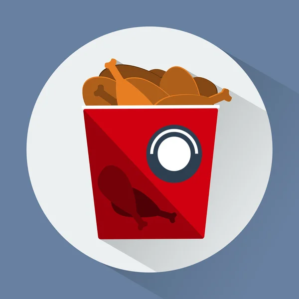 Bucket of chicken legs colorful round icon — Stock vektor