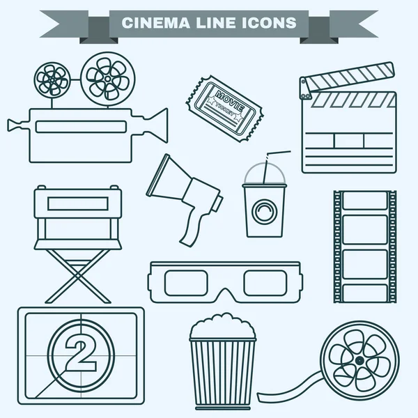 Cinema black and white icon set — Stock Vector