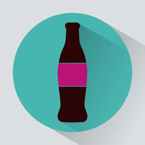 Bouteille en verre de soude icône ronde colorée — Image vectorielle