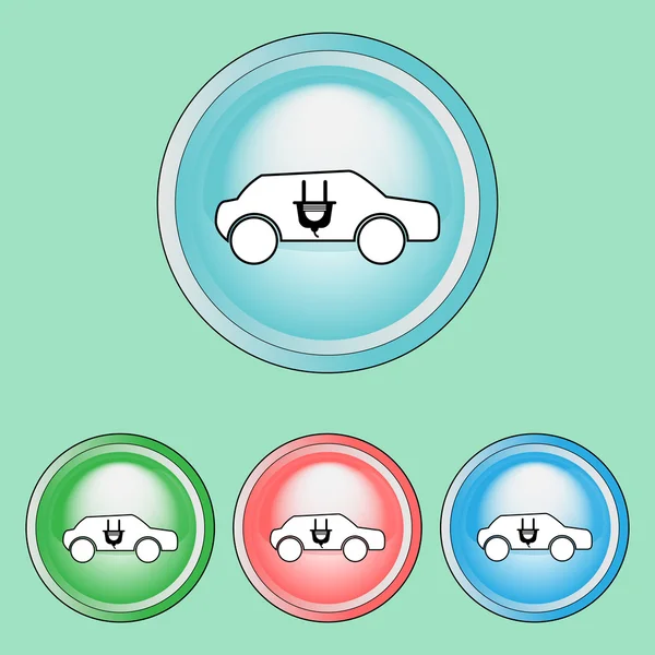 Ensemble d'icônes écologiques. Voiture écologique — Image vectorielle