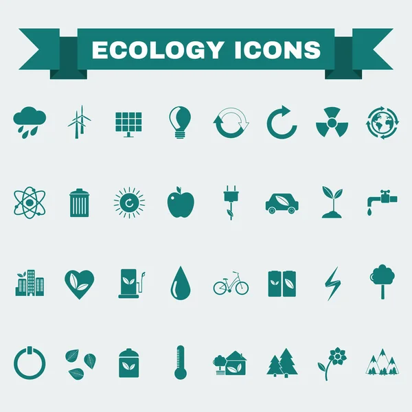 Ecología Conjunto de iconos grandes — Archivo Imágenes Vectoriales