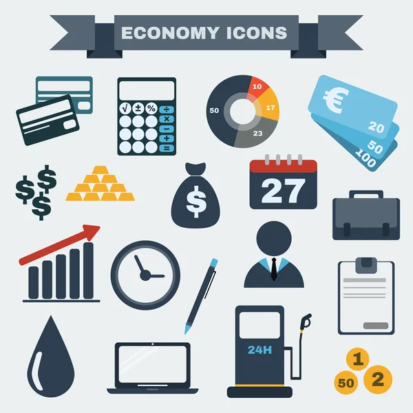 Colorful  Economy icon set — Stockvector