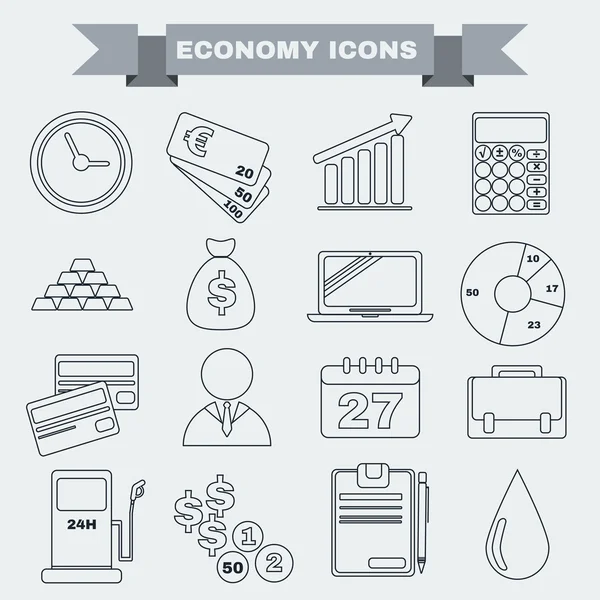 Black and white Economy icon set — Stockvector