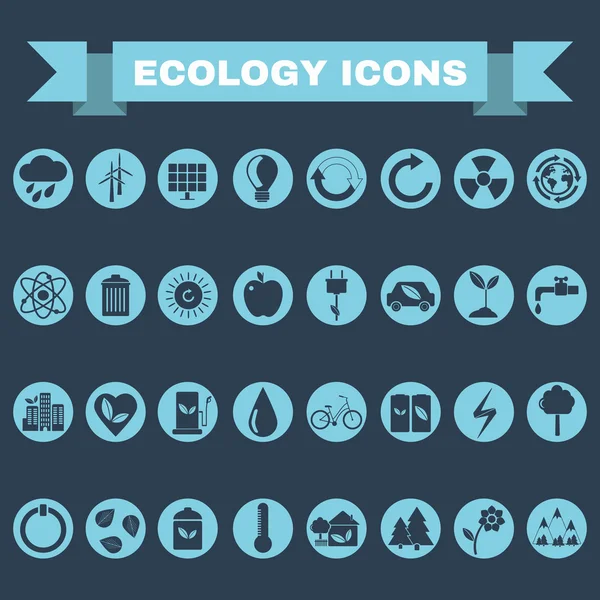 Ecología Conjunto de iconos grandes — Archivo Imágenes Vectoriales