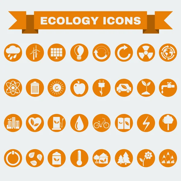 Ecology Big Icons Set — ストックベクタ