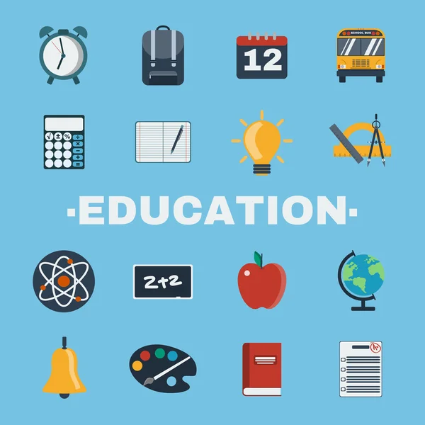 Education Objects Icons Set — Stock Vector