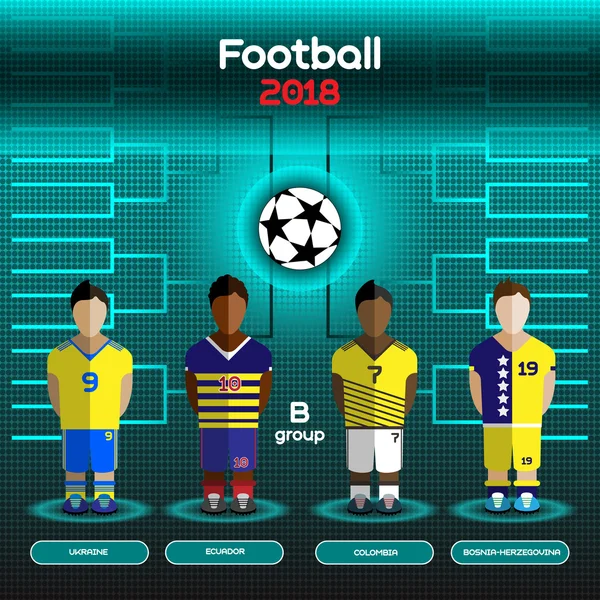 Tableau de bord de l'équipe de Coupe du monde. Ukraine, Équateur, Colombie et Bosnie — Image vectorielle