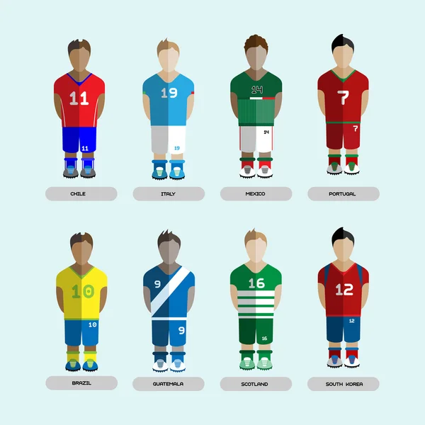 Ensemble de joueurs d'équipe de club de football — Image vectorielle