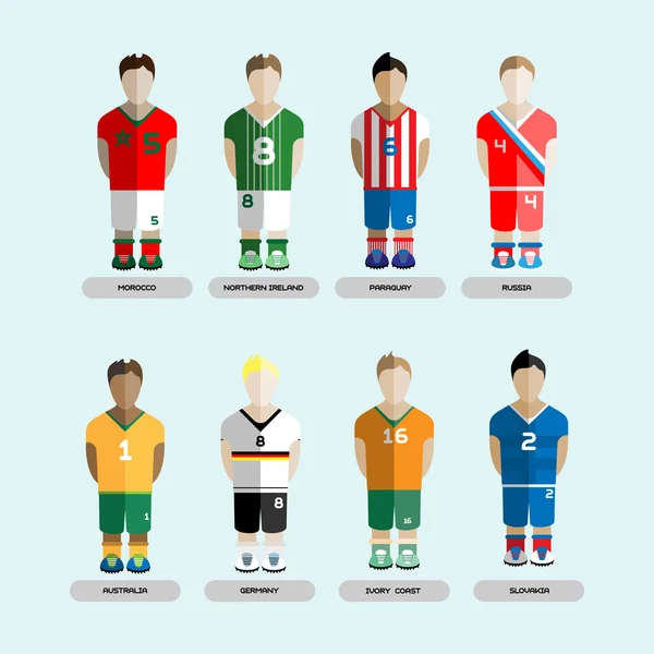 Soccer Club Team Players Set — Stockový vektor