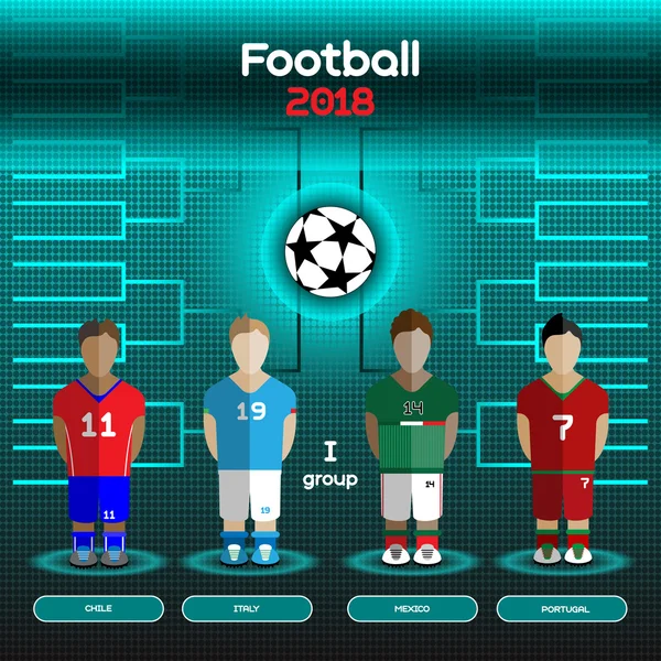 Tableau de bord de l'équipe de Coupe du monde. Chili, Italie, Mexique, Portugal . — Image vectorielle