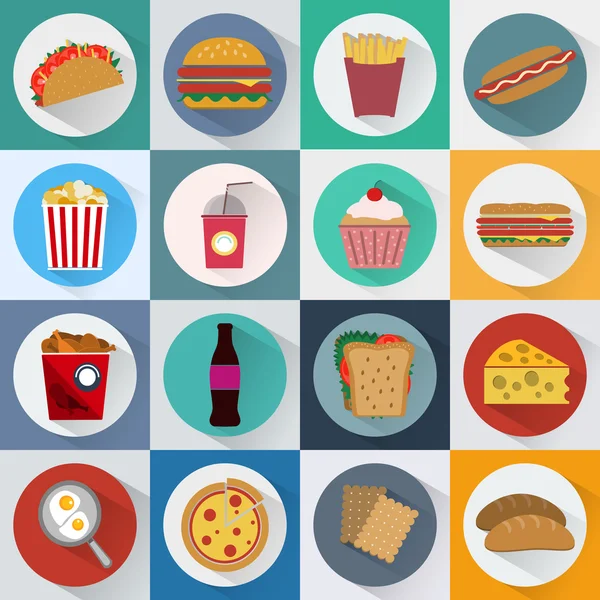 Conjunto de iconos de comida rápida — Vector de stock