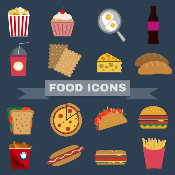 Food Snacks Icon Set — ストックベクタ