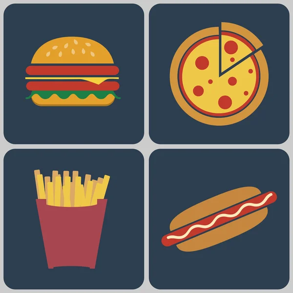 Fast Food colorful icon set — Stock Vector