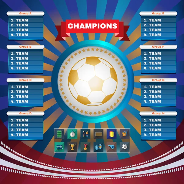 Football Champions Groups and Teams — Stock Vector