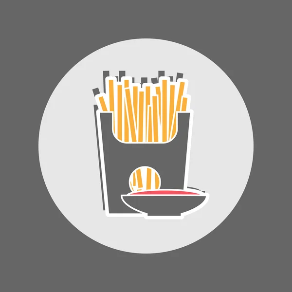 Paquet de frites avec soucoupe de ketchup — Image vectorielle