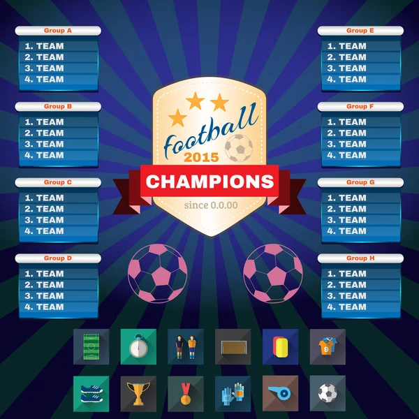 Campeones de Fútbol Grupos y Equipos — Vector de stock