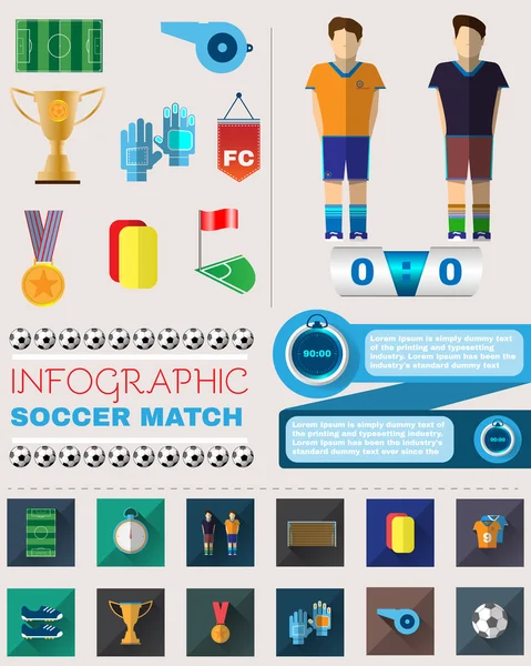 Partido de fútbol infografía — Archivo Imágenes Vectoriales