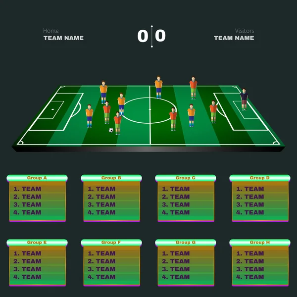 Football Players Positions on a Playfield — ストックベクタ