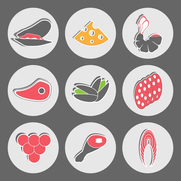 Seafood and Fast Food Vector Snacks — ストックベクタ