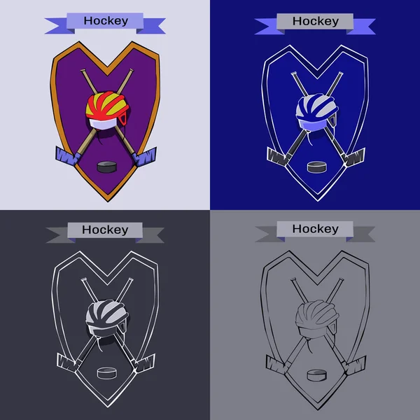 Símbolo de emblema de insignia de hockey — Vector de stock