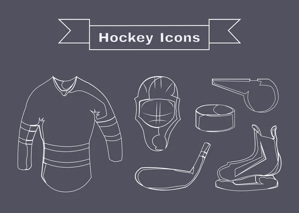 Hockey Ropa de deporte Objetos Línea de arte — Archivo Imágenes Vectoriales