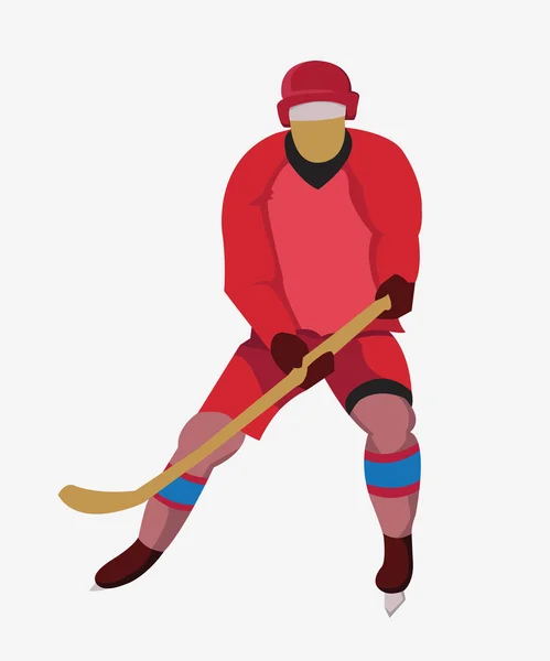 Jugador de hockey con palo de hockey y patines — Archivo Imágenes Vectoriales