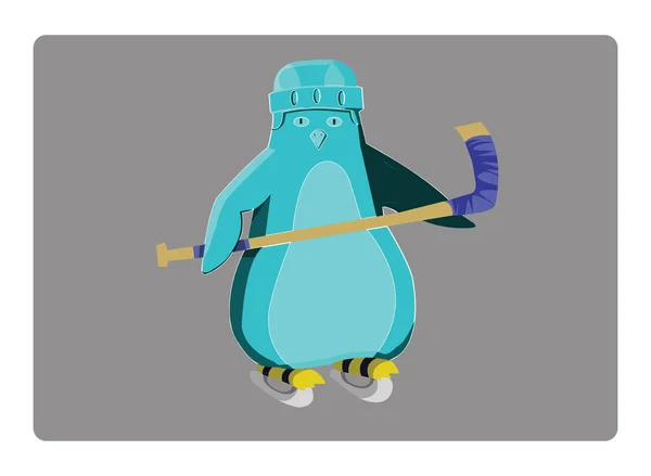 Hockey Penguin Emblem Illustration — Stok Vektör