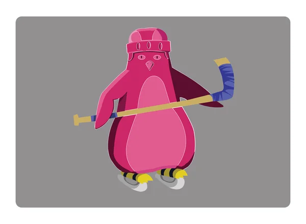 Ilustración del emblema del pingüino de hockey — Archivo Imágenes Vectoriales
