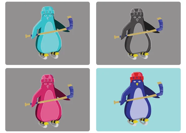 Hockey Penguins Emblem Illustration — 스톡 벡터