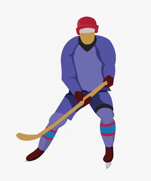 Hockey Player with a hockey stick and skates — Stock Vector