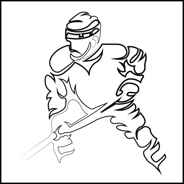 Mascotte de Joueur de Hockey en Mouvement Silhouette — Image vectorielle