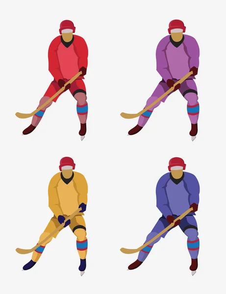 Хоккеисты с клюшкой и коньками — стоковый вектор