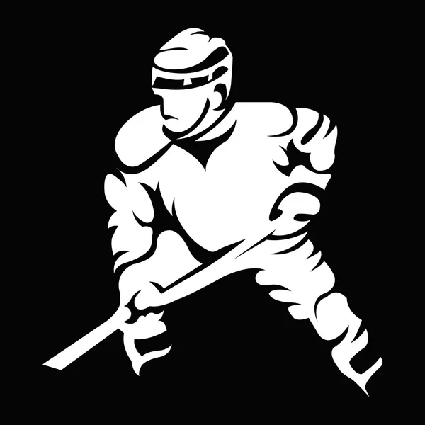 Mascotte de Joueur de Hockey en Mouvement Silhouette — Image vectorielle