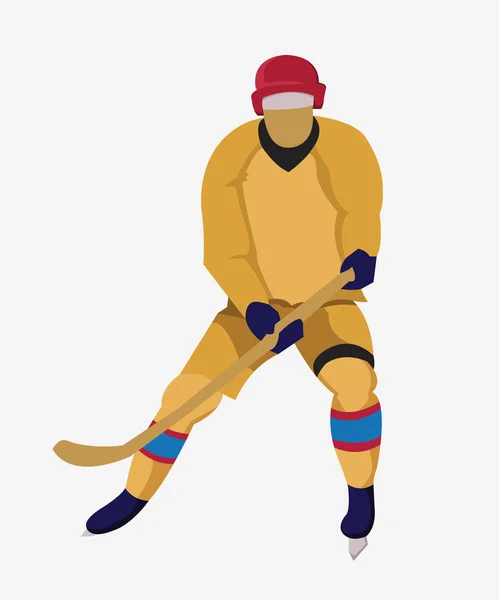 Hockeyspieler mit Hockeyschläger und Schlittschuhen — Stockvektor