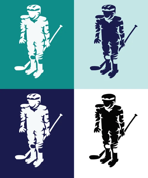 Hockey Players Mascots Silhouettes — Stock Vector