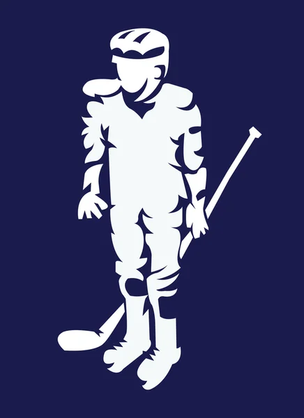 Hockey Player Mascot Silhouette — Stock Vector