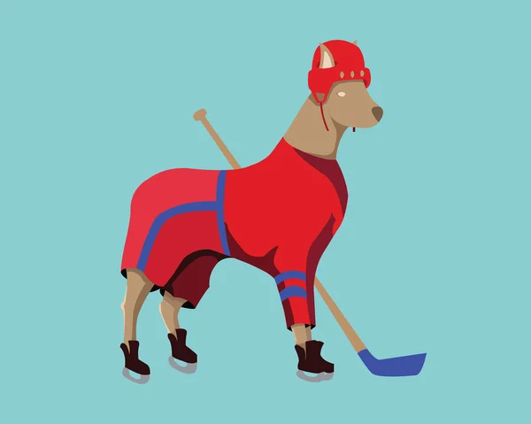 Mascota de perro de hockey en ropa deportiva roja — Archivo Imágenes Vectoriales