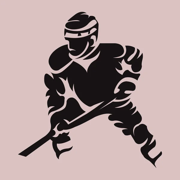 Hockey Player in Movement Mascot Silhouette — Stock Vector