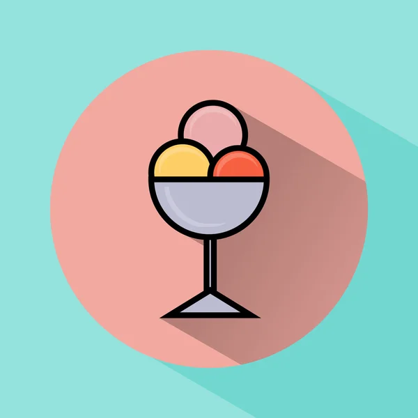 Ice cream scoops in bowl flat icon — Wektor stockowy