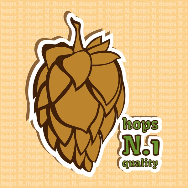 Hop Flower Number 1 Calidad Cerveza ingrediente — Vector de stock