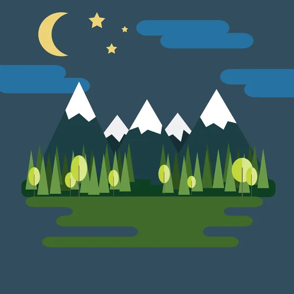 Paesaggio di montagna di notte — Vettoriale Stock