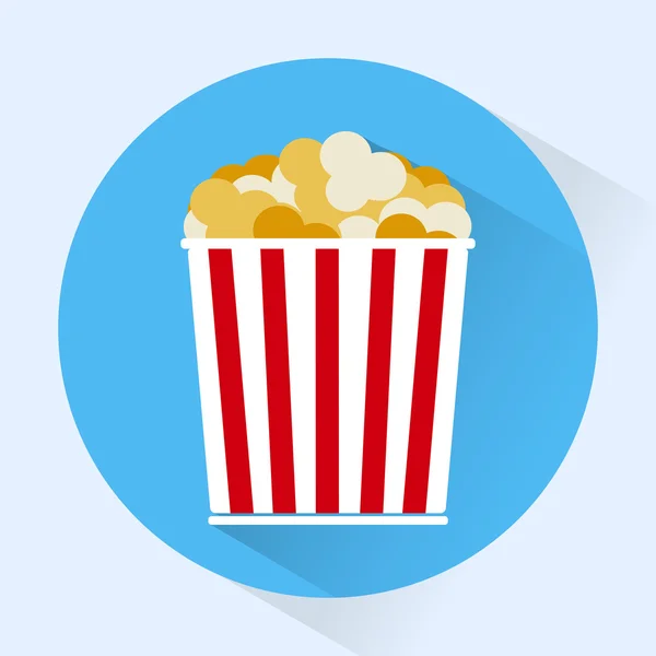 Bucket of popcorn colorful round icon — Stok Vektör