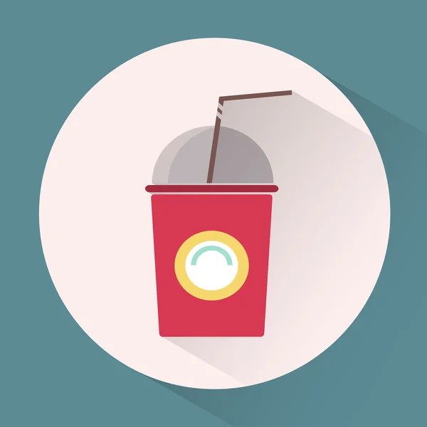 Paper cup with lid and tube colorful round icon — Stock vektor