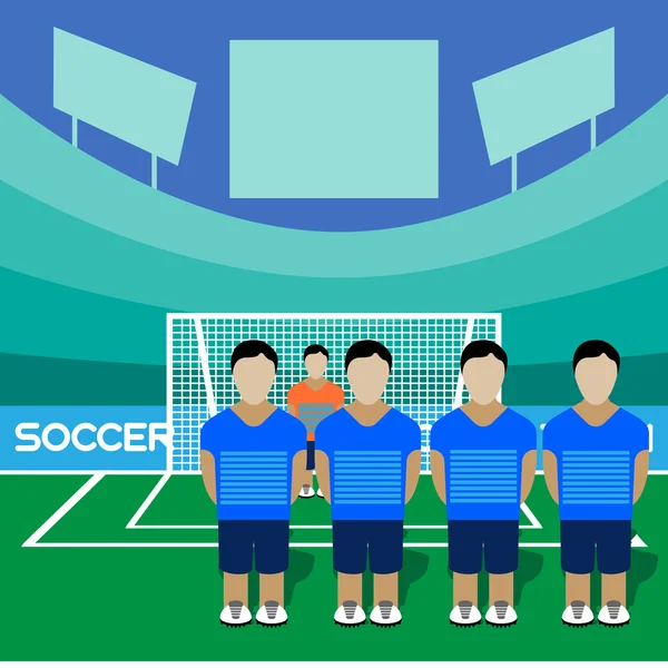 Soccer Club Team on a Stadium — Stock vektor