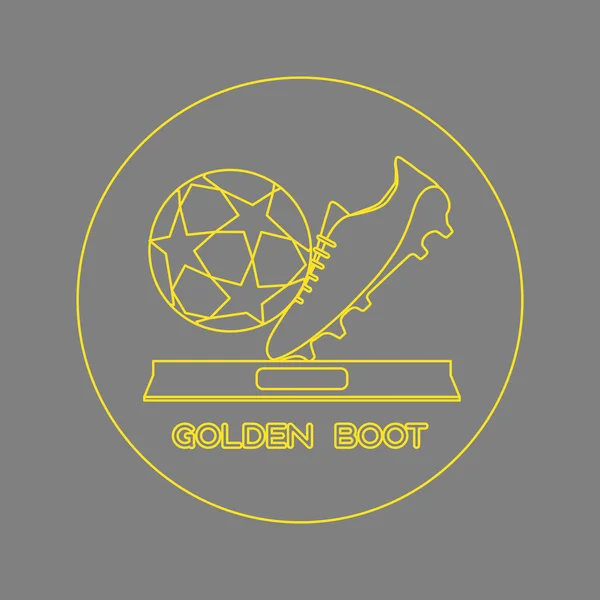 Botte dorée et récompense de football de ballon — Image vectorielle