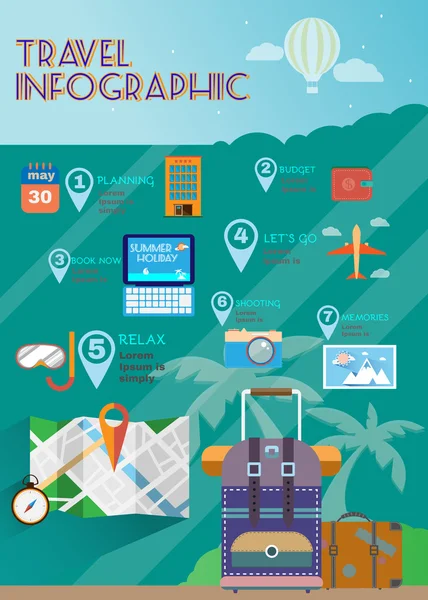 Vacation planner flat summer infographics. — Stock Vector