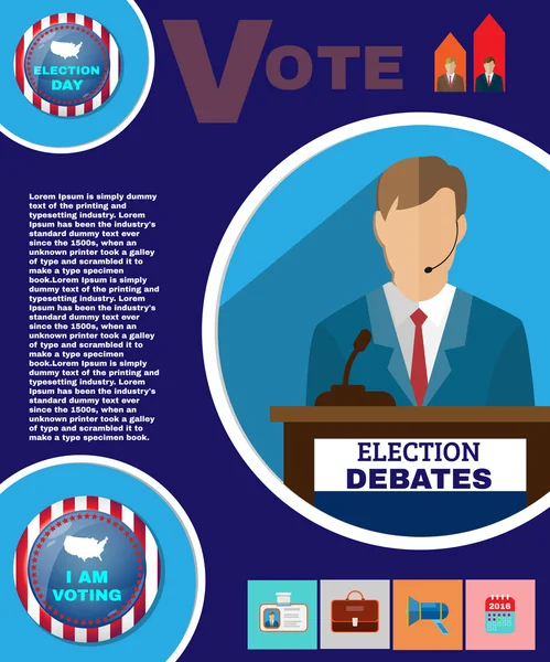 Bannière de campagne des débats électoraux présidentiels — Image vectorielle