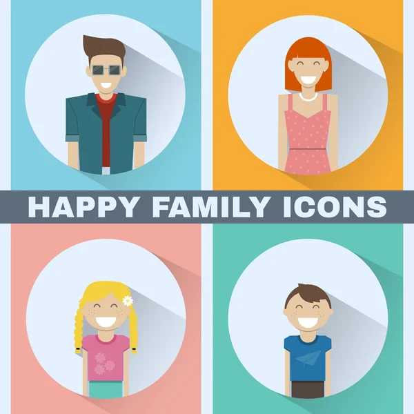 Happy Family Icons Set — Stock Illustration Happy Family Icons Set Royalty Free Stock Vectors
